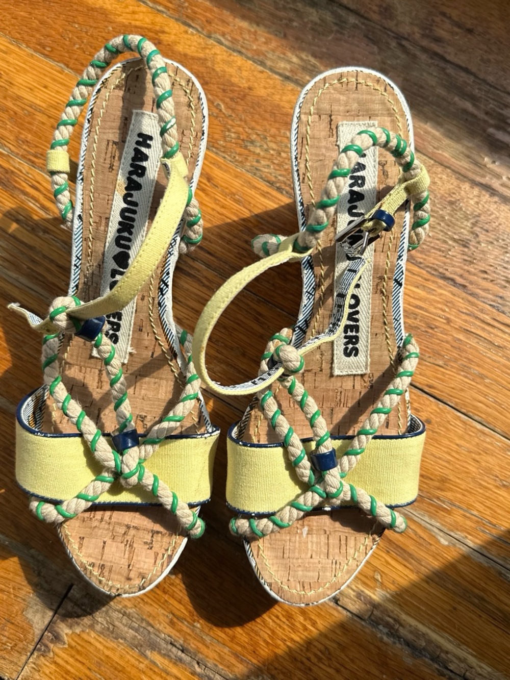 Harajuku Lovers Yellow and Green Rope Sandals